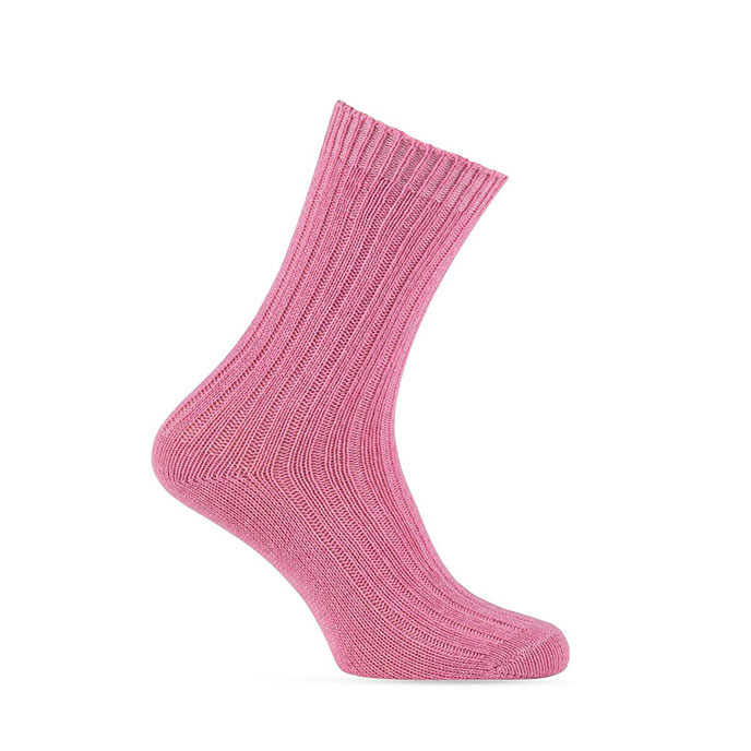 totes Ladies Twin Pack Ribbed Nep Wool Blend Socks Grey / Pink Extra Image 5